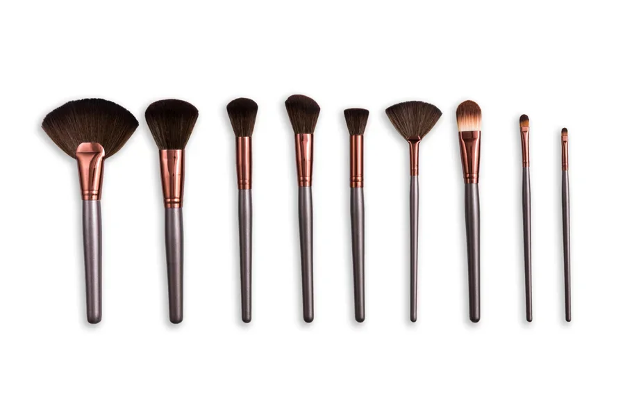 Different Types of Makeup Brushes in a Row