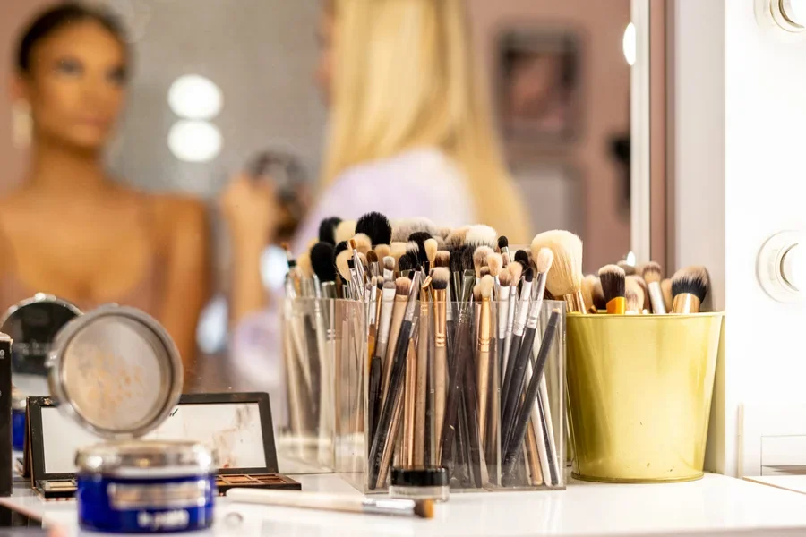 Makeup Brushes in a Beauty Salon