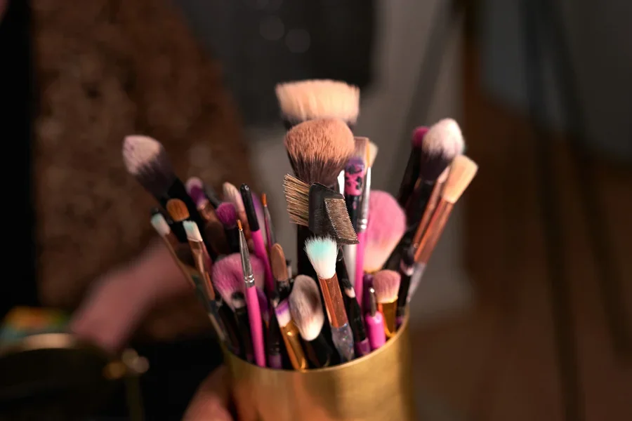 Makeup Brushes in a Container
