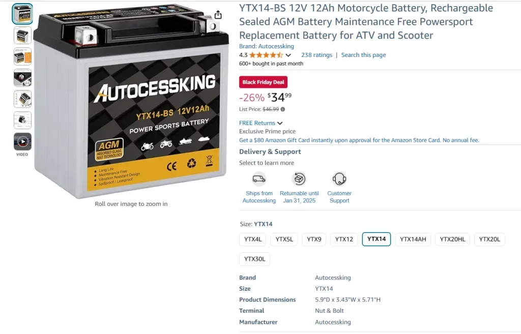 Motorcycle Batteries