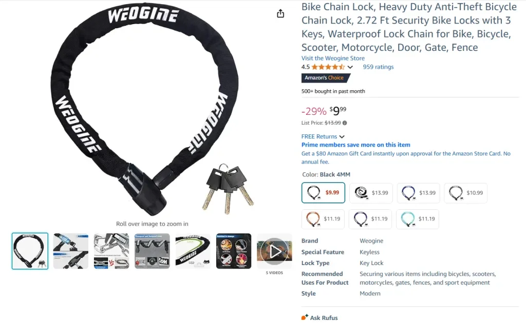 Antivols et chaînes pour motos