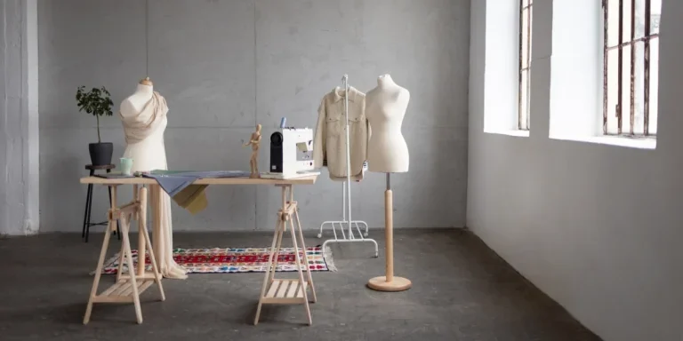 Pemandangan sudut lebar dari studio mode yang kosong