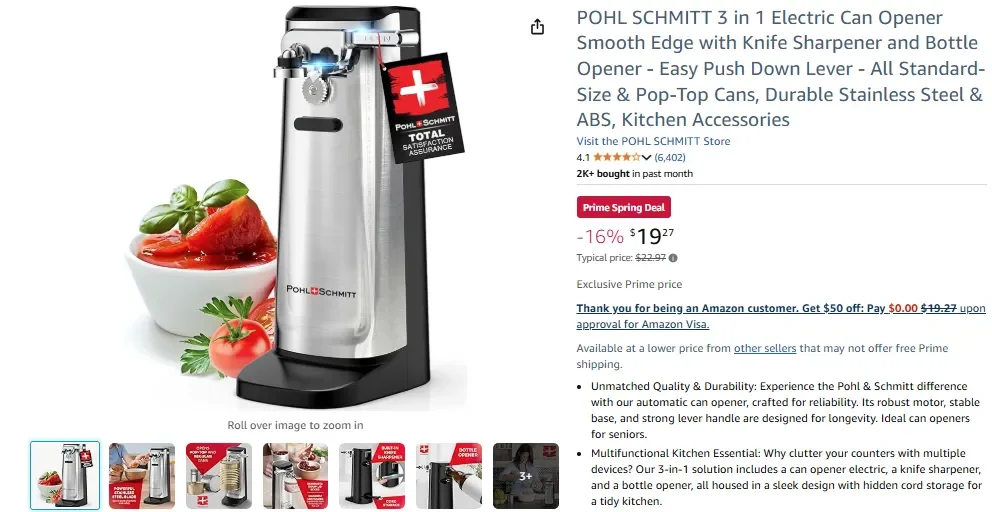 3-in-1 Electric Can Opener with Knife Sharpener and Bottle Opener