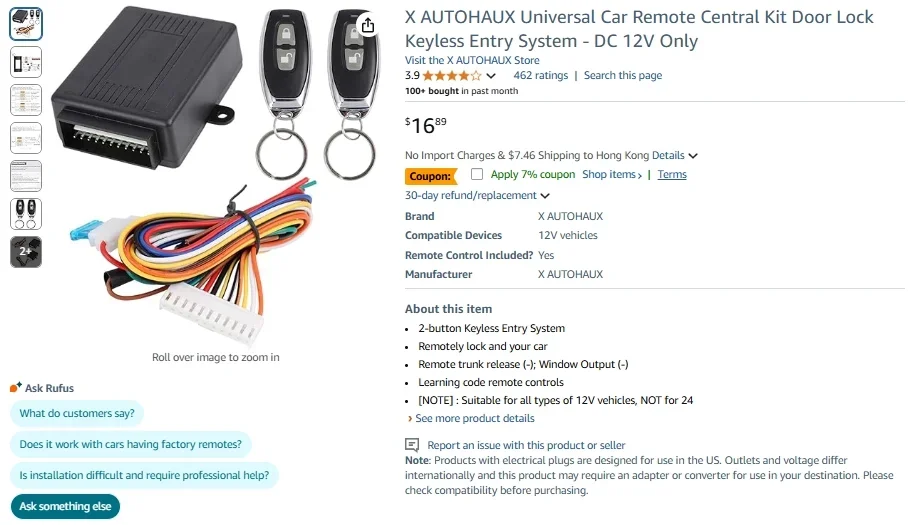 AUTOHAUX Universal Central Locking System