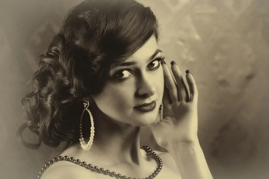 Black and White Retro Female Portrait