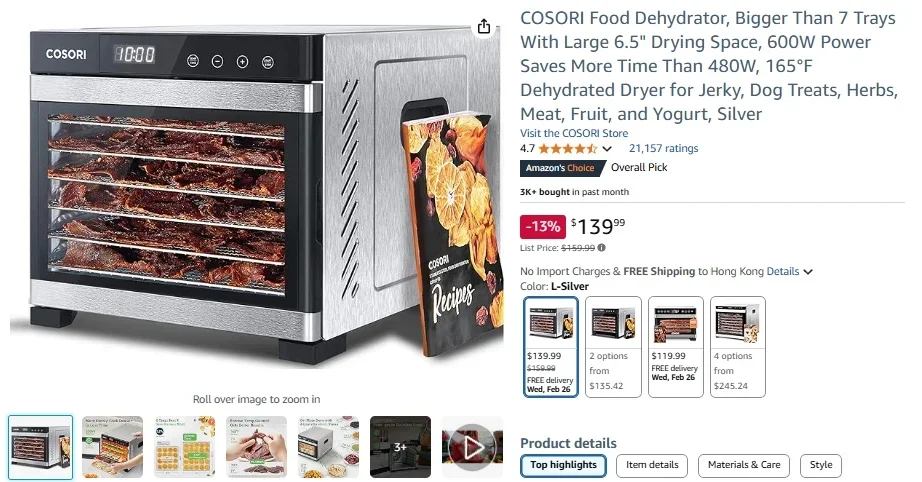 COSORI Premium Food Dehydrator