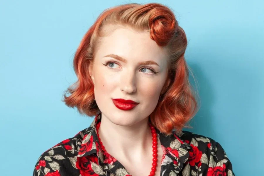 Cheerful Red-Haired White Woman