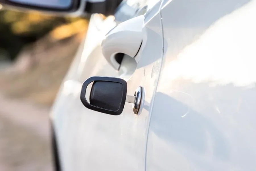 Close-up of car door key