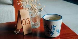 Cozy Indoor Setup with Tea and Floral Decor