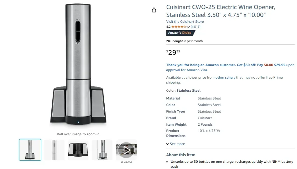 Cuisinart Electric Wine Opener