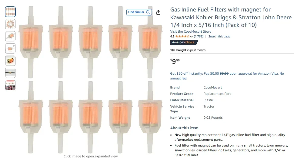 Filtri di ingresso del carburante