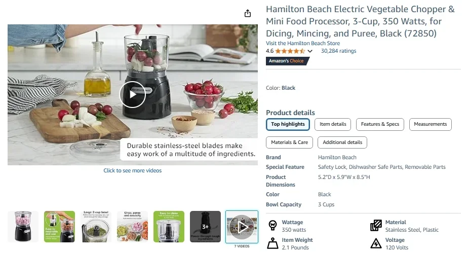 Hamilton Beach 72850 Кухонный комбайн на 3 чашек