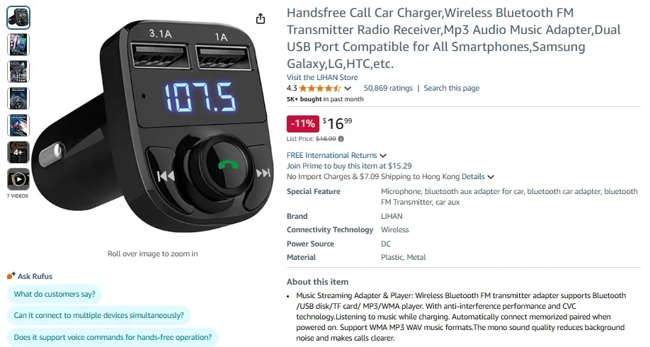 Handsfree Bluetooth Car Charger