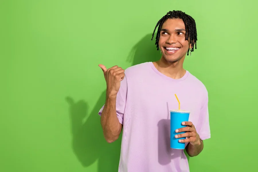 Handsome Guy Holding Soda Drink