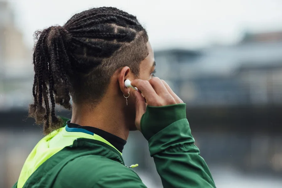 Man with Pop Smoke Braids Back View
