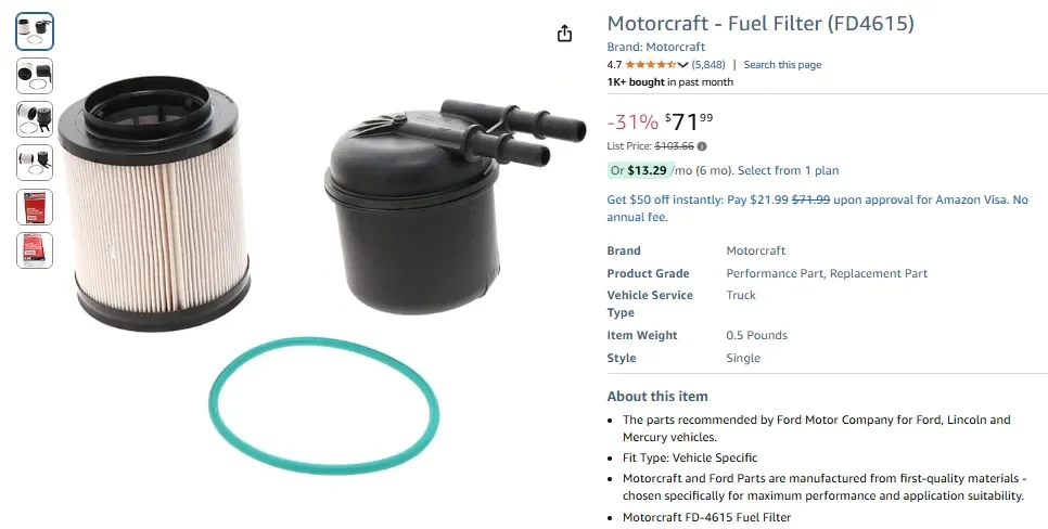 Kit filtro carburante Motorcraft