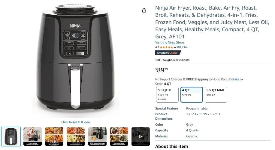 Freidora de aire Ninja AF101