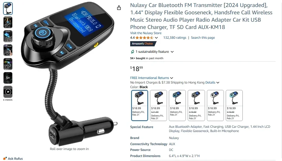 Nulaxy Car Bluetooth FM Transmitter