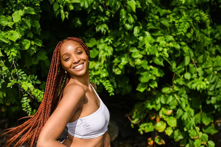 Outdoor Portrait Of Natural Beautiful Young African American Woman