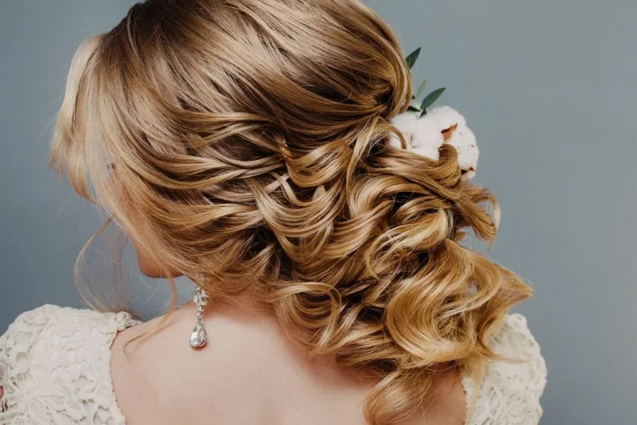 Rear View Close-Up of the Finished Wedding Hairstyle