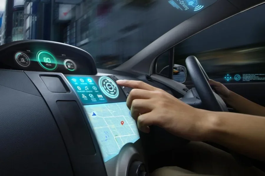 Self-driving car driving autonomously