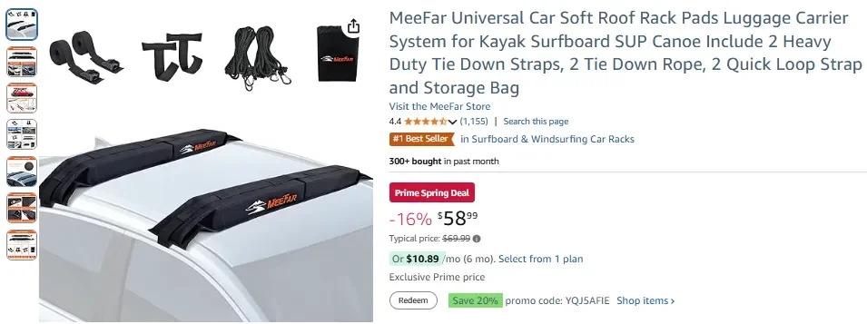 Мягкие накладки на багажник на крыше