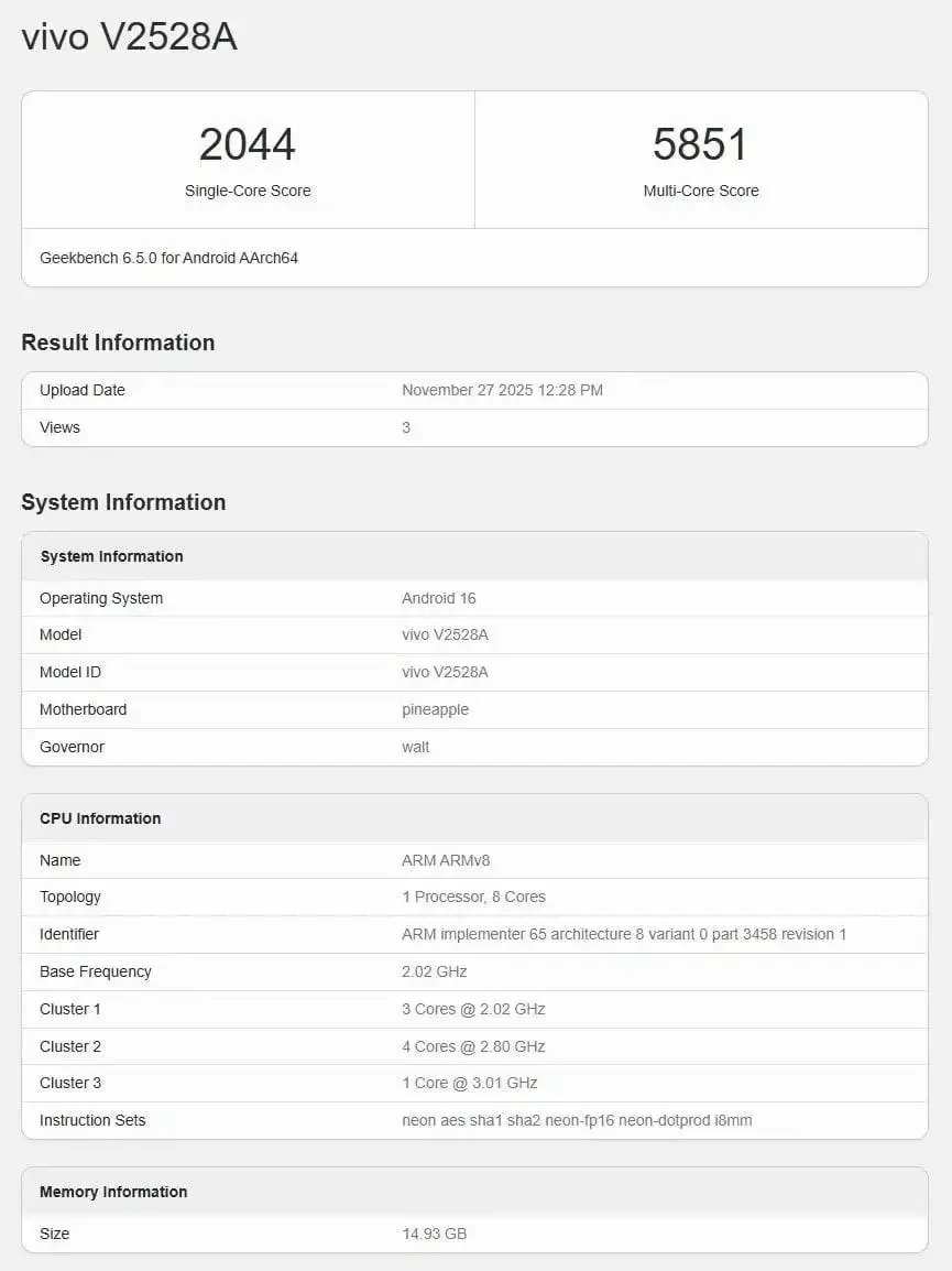 Vivo-S50-Geekbench