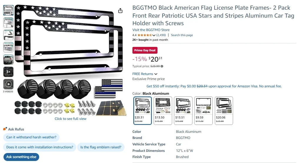 American License Plate - Patriotic Novelty Frame