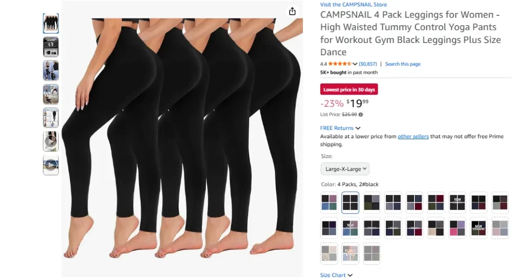 Campsnail 4 Pack High Waisted Leggings