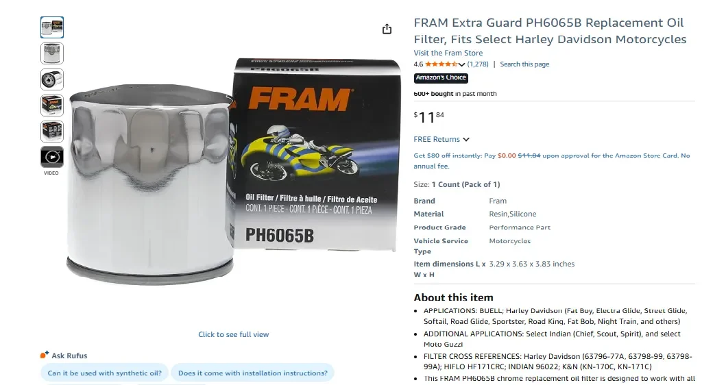 Filtro de óleo de substituição FRAM PH6065B