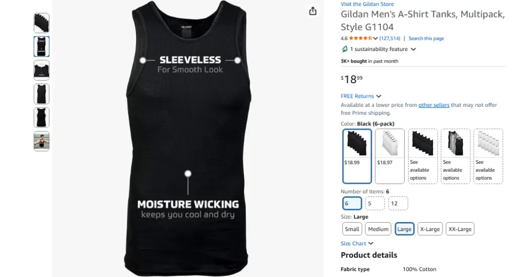 Camisetas sin mangas Gildan para hombre, camisetas interiores de algodón en pack múltiple