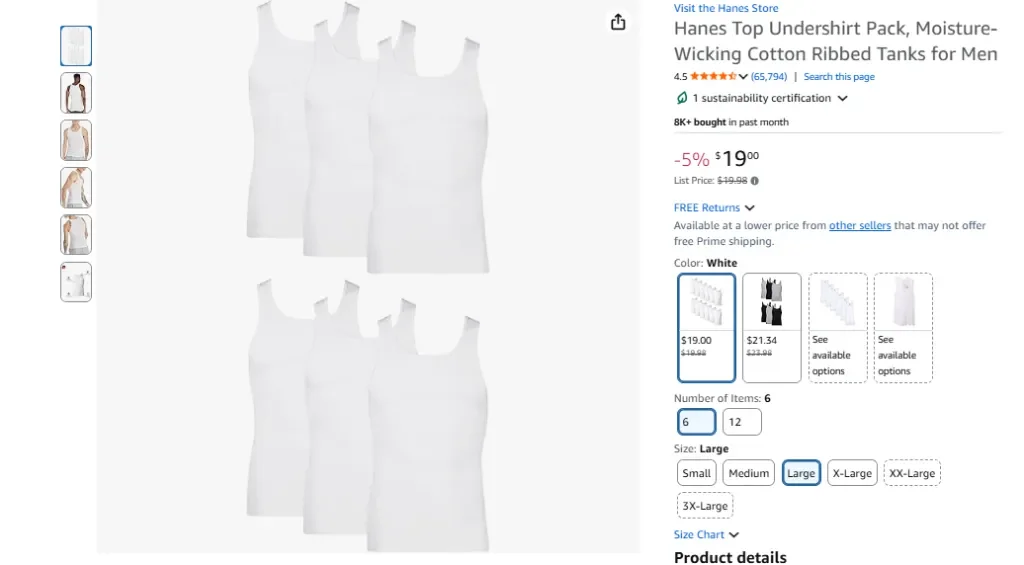 Camisetas interiores de tirantes de algodón ligero acanalado que absorben la humedad para hombre de Hanes