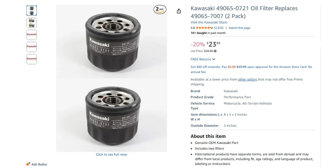 Filtro de óleo Kawasaki 49065-7007