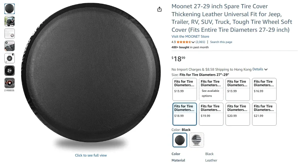 Capa para pneu sobressalente MOONET de 30 a 32 polegadas (couro espesso)