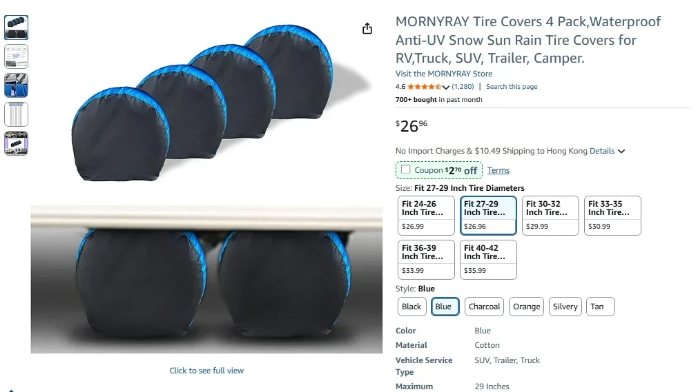 Capas para pneus MORNYRAY - Pacote com 4