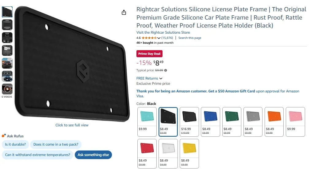 Cadres de plaque d'immatriculation en silicone haut de gamme Rightcar Solutions