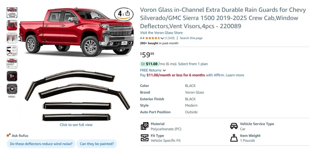 Pare-pluie Voron Glass pour rainures