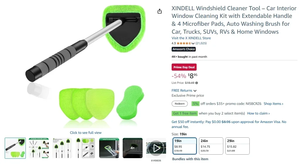 XINDELL Extendable Windshield Cleaning Tool