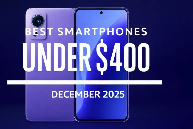 Imagen destacada de los mejores smartphones por menos de 400 $ (diciembre de 2025)