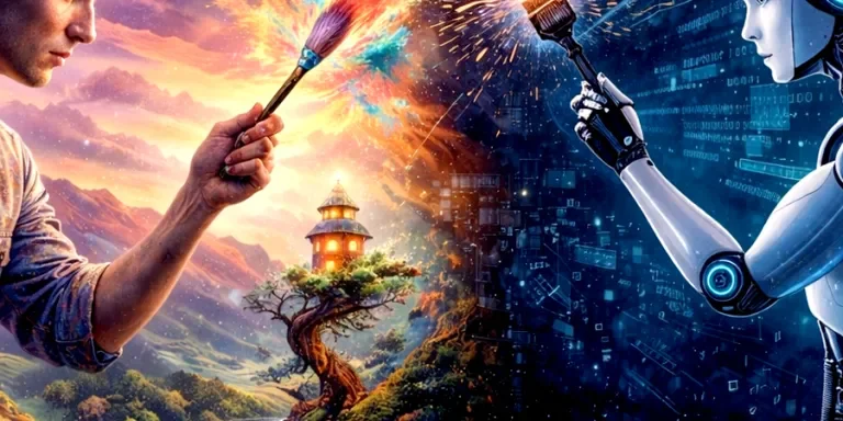 Imagem em destaque para "Sejamos honestos, a IA ainda não está substituindo os humanos no trabalho criativo".