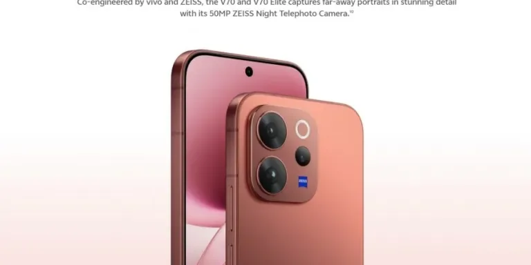 Gambar unggulan untuk Vivo V70 dan V70 Elite: Warna dan Sensor Kamera Sony Resmi Terungkap